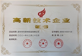 華思特國家高新技術(shù)企業(yè)證書