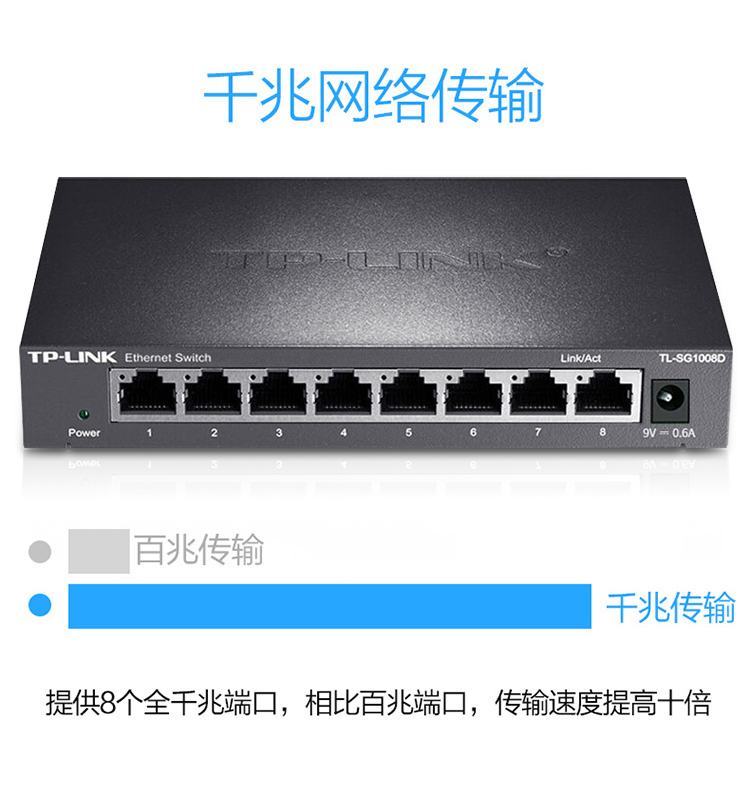 TP-LINK TL-SG1008D 8口千兆以太網(wǎng)交換機