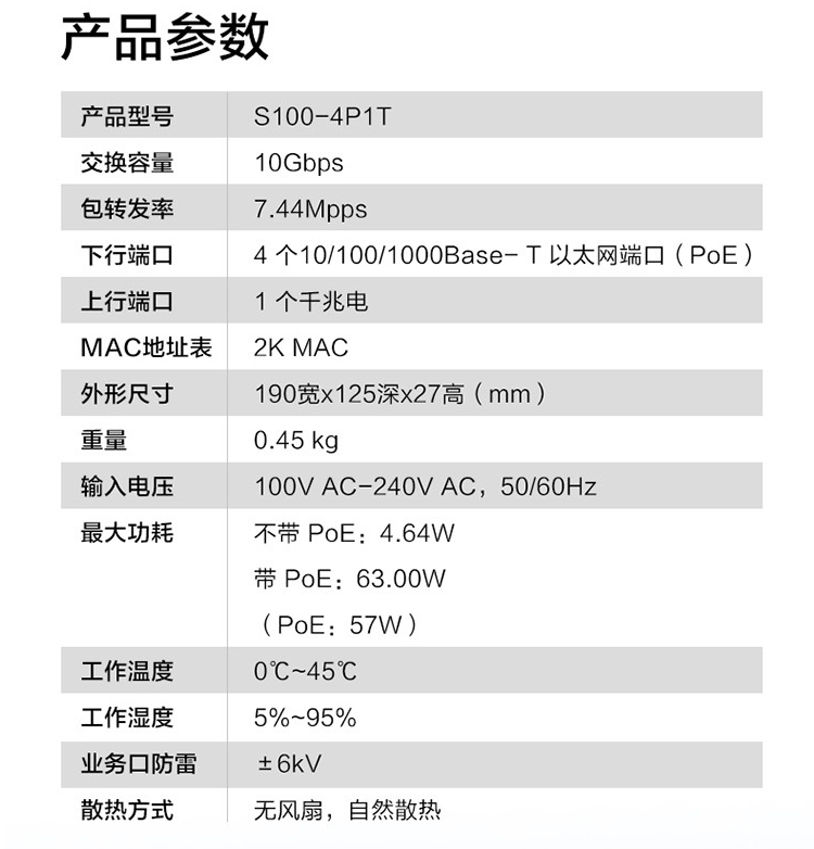 華為S100-4P1T 5口以太網(wǎng)交換機