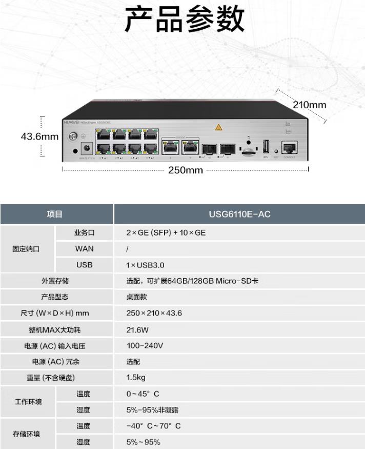 華為USG6110E-AC 企業(yè)級防火墻