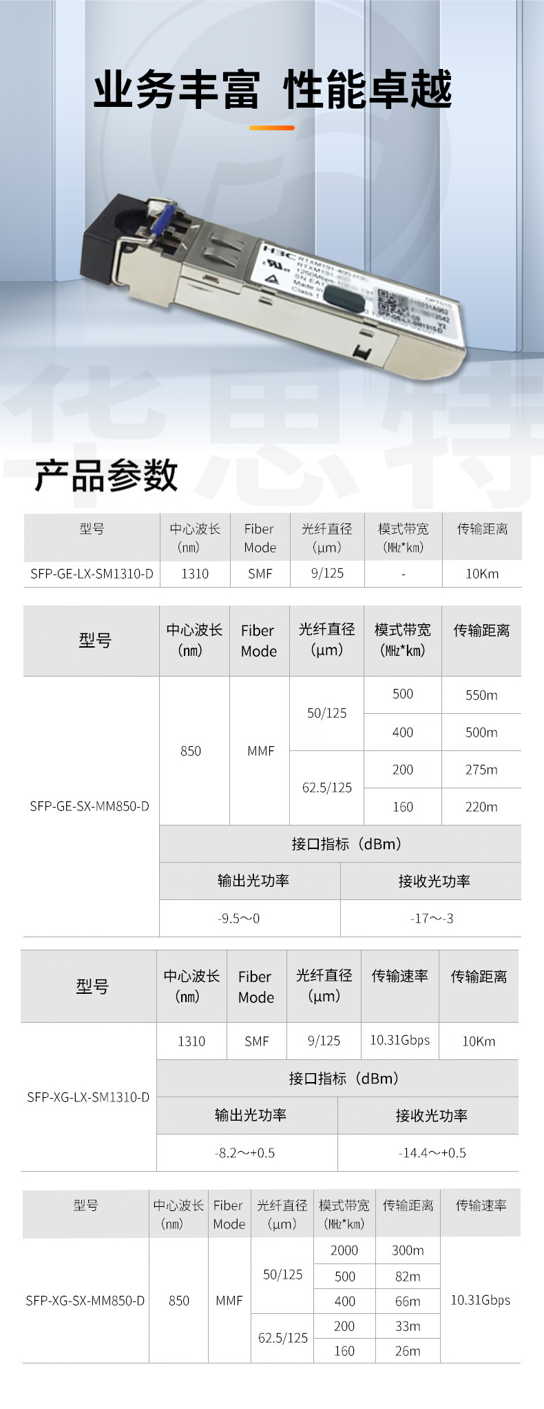 H3C SFP-XG-LX-SM1310-D 交換機(jī)光模塊