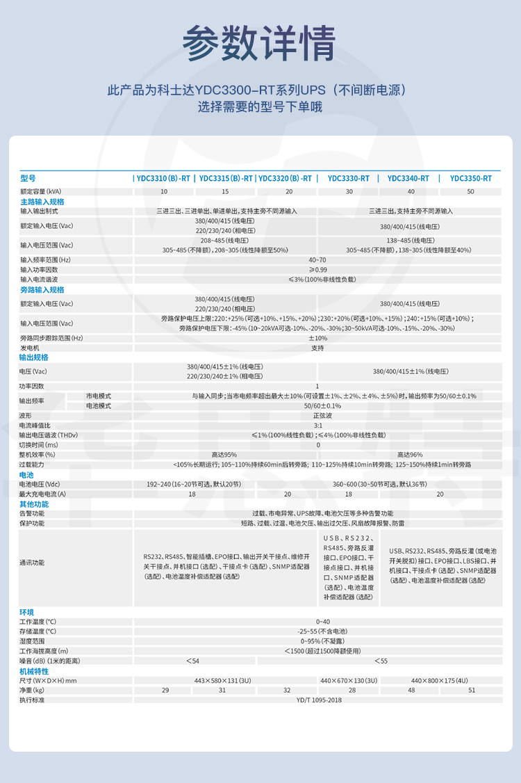 科士達(dá)UPS電源YDC3315-RT